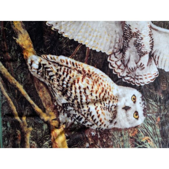 Snowy Owl Fleece Throw Blanket Northwest 58"x50" Soft & Cozy Wildlife-Themed Hom - Picture 3 of 4